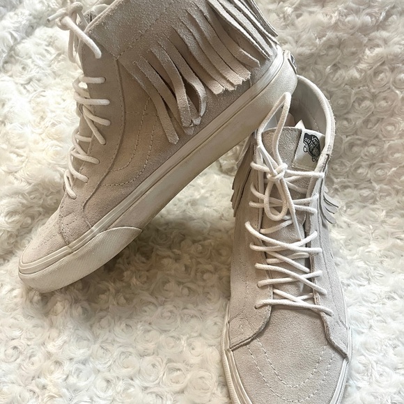 Vans Women's High-Top Fringe Sneakers - Light Beige - Picture 1 of 7